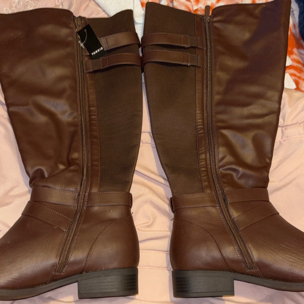 Torrid Knee Boots with Buckle Brown Size 9 Plus Size Women’s Tall NEW - Picture 9 of 14